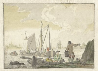Gemilerle nehir manzarası by Nicolaes Aartman