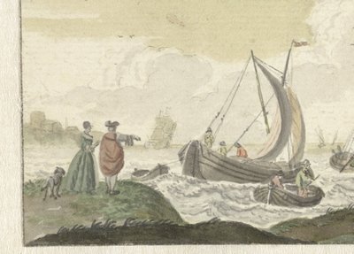 Rüzgarlı bir nehirde gemiler by Nicolaes Aartman
