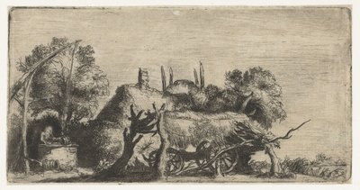 Bir kuyu ve bir vagon ile manzara by Nicolaes Anthoni Flinck (attributed to)