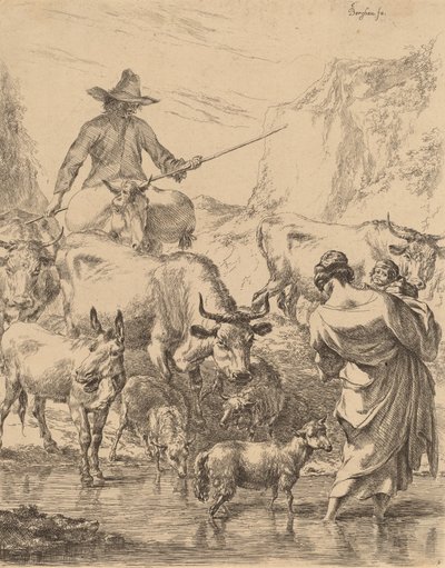 Dereden Geçen Sürü. by Nicolaes Berchem