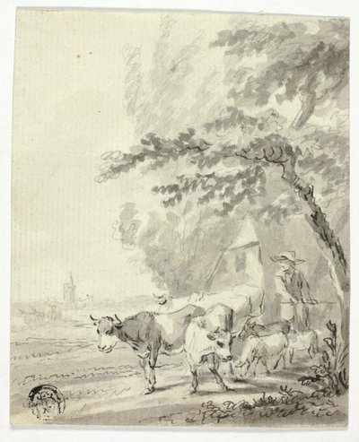İnek ve koyun güden adam by Nicolaes Berchem