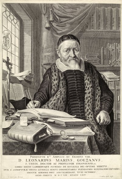 D. Leonardus Marius Goezanus, pub. 1654 (gravür) by Nicolaes Cornelisz (c.1592 1655) Moeyaert