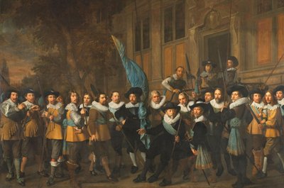Kaptan Jan Claesz van Vlooswijck ve Teğmen Gerrit Hudde komutasındaki Amsterdam IV. by Nicolaes Eliasz Pickenoy