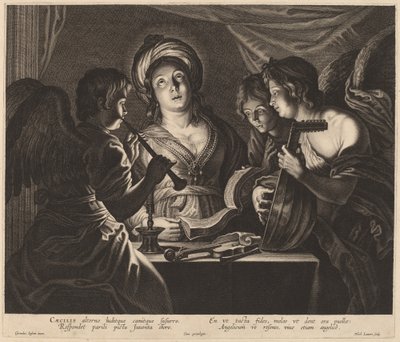 Cennetteki Müzisyenler Eşliğinde Aziz Cecilia by Nicolaes Lauwers after Gerard Seghers