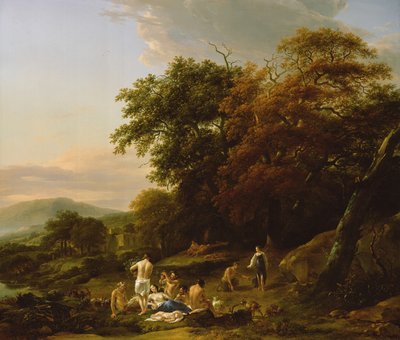 Avcı Diana, Bir Bacchanalian Eğlencesini Şaşırtıyor by Nicolaes Pietersz. Berchem