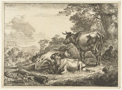 Üç dinlenme inek by Nicolaes Pietersz Berchem