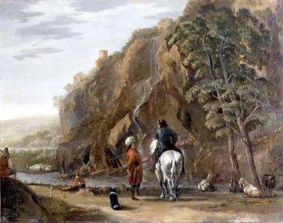 Rakamlar ve bir yolda bir at ile İtalyan manzara by Nicolaes Pietersz. Berchem