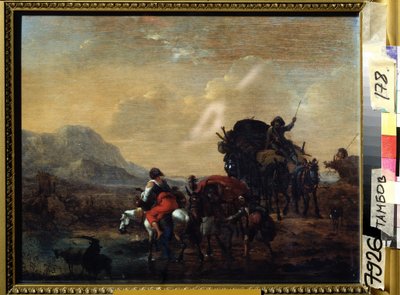 ""La caravane"" (Konvoy) Peinture de Nicolaes Claes Pietersz Berchem (ou Berchen, Berighem, Berrighem, Berrigham) (1620-1683) 1655 Regional Art Gallery, Tambov, Russie by Nicolaes Pietersz. Berchem