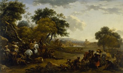 Avcılarla manzara by Nicolaes Pietersz. Berchem