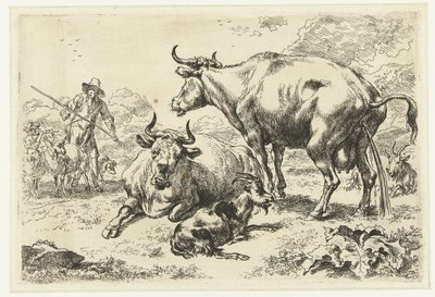 Yalan söylemek ve işeyen bir inek Hayvanlar (dizi adı) by Nicolaes Pietersz Berchem