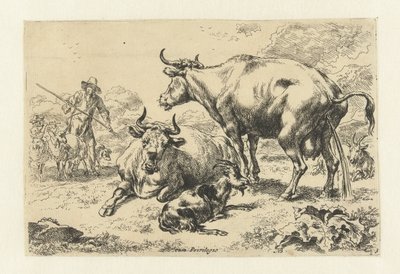 Yalan söylemek ve işeyen bir inek Hayvanlar (dizi adı) by Nicolaes Pietersz Berchem