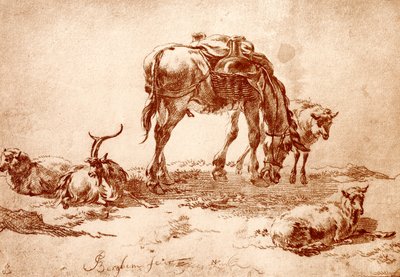 Eşek, keçi ve koyun ile mera by Nicolaes Pietersz. Berchem