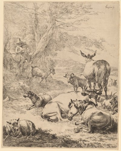 dinlenme sürüsü by Nicolaes Pietersz Berchem