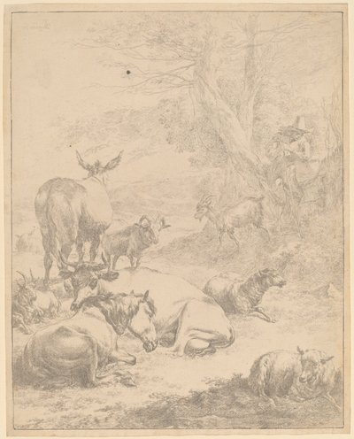 dinlenme sürüsü by Nicolaes Pietersz Berchem