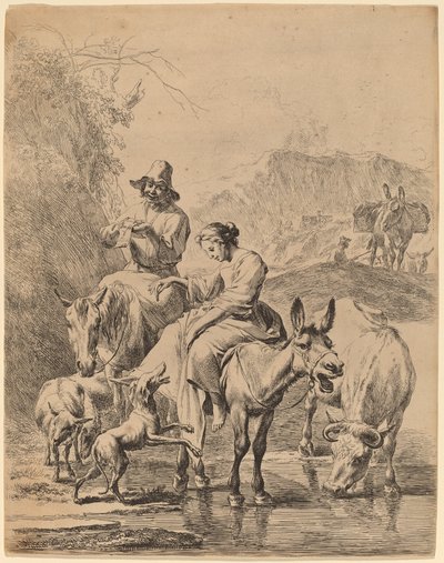 Eşek üzerinde çoban by Nicolaes Pietersz Berchem