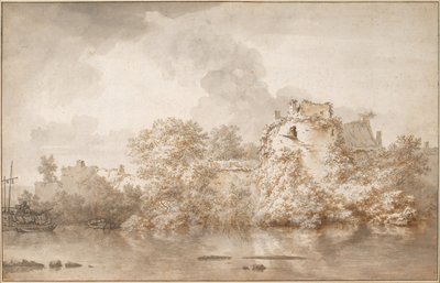 Montfoort yakınlarındaki nehir manzarası by Nicolaes Pietersz. Berchem
