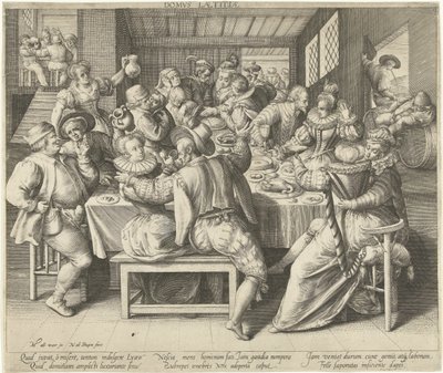 Een huis vol ücretlendirme House of Joy (nesne üzerindeki başlık) by Nicolaes de Bruyn