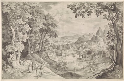 Geyik avı ile manzara by Nicolaes de Bruyn