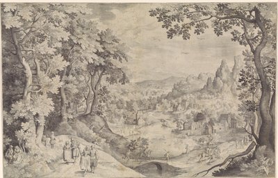 Geyik avı ile manzara by Nicolaes de Bruyn