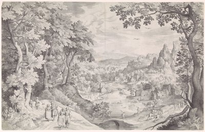 Geyik avı ile manzara by Nicolaes de Bruyn