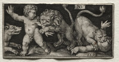 Çocuklara Saldıran Aslanlar, 1594. by Nicolaes de Bruyn