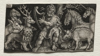Hayvanları Büyüleyen Orpheus, 1594. by Nicolaes de Bruyn
