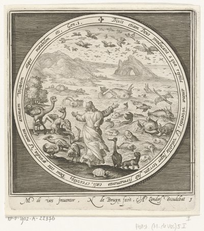 Yaratılışın Beşinci Günü: Tanrı Balıkları ve Kuşları Yaratır Yaratılıştan Cennetten Kovulmaya (dizi adı) by Nicolaes de Bruyn