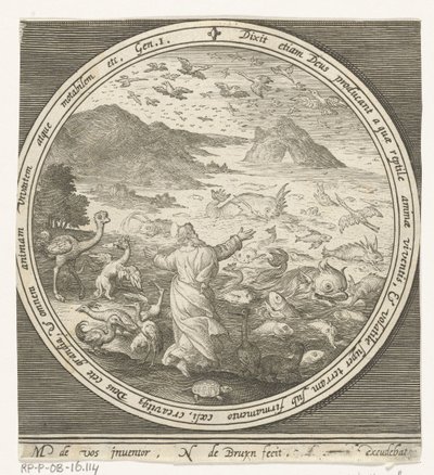 Yaratılışın Beşinci Günü: Tanrı Balıkları ve Kuşları Yaratır Yaratılıştan Cennetten Kovulmaya (dizi adı) by Nicolaes de Bruyn