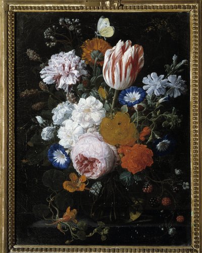 Cam vazoda çiçekler by Nicolaes van Veerendael