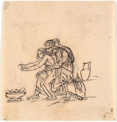 Anacreon ve Amaryllis bir pelvis üzerinde ellerini ısıtıyor by Nicolai Abildgaard