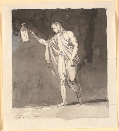 Bir el feneri ile karanlıkta parlayan Diogenes by Nicolai Abildgaard