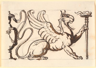 Bir meşale tutan bir griffin by Nicolai Abildgaard