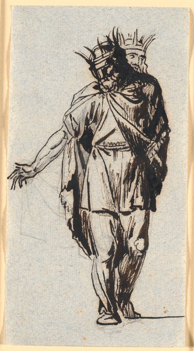 Eski bir İskandinav (?) Kraliyet figürü, başında bir taç ile ayakta by Nicolai Abildgaard