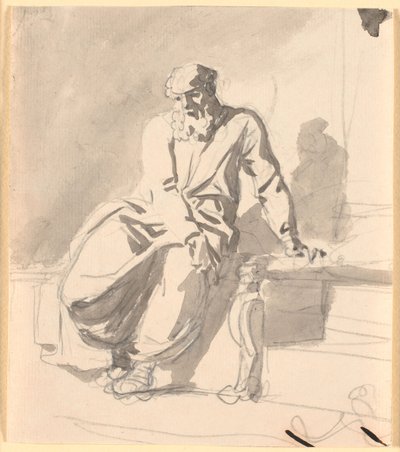 Oturan bir antik erkek figürü, muhtemelen Anacreon by Nicolai Abildgaard