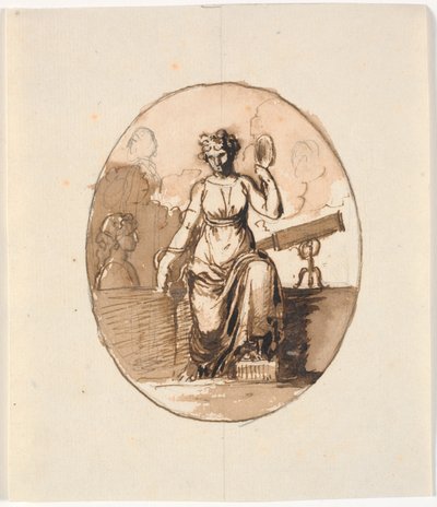 Oturan bir kadın figürü, bilgelik veya bilim alegorisi by Nicolai Abildgaard