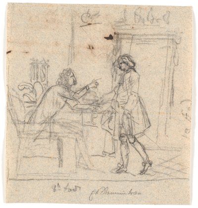 Sohbette oturan ve ayakta duran bir beyefendi by Nicolai Abildgaard