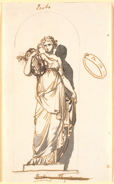 Erato, aşk şiirinin ilham perisi, bir niş içindeki heykel gibi by Nicolai Abildgaard