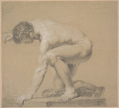 Yarım Diz çökmüş model. Sağ diz yastık üzerinde desteklenir. Sağ kol başın arkasında dik. Sol kol destekli by Nicolai Abildgaard