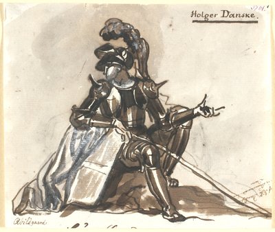 Holger Danske zırh içinde oturuyor by Nicolai Abildgaard