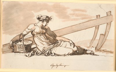 Kadın saban önünde dinleniyor. ekilebilir tarım alegori by Nicolai Abildgaard