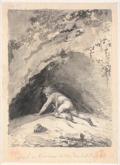 Niels Klim mağaraya giriyor by Nicolai Abildgaard