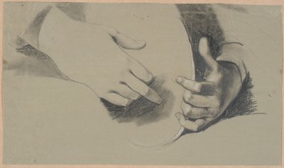 Oval bir nesneyi tutan iki elin incelenmesi (ayna mı yoksa taç mı?) by Nicolai Abildgaard