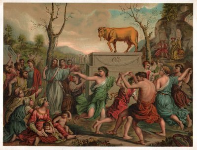 Altın buzağı hayranlığı. 1900 dolaylarında (resim) by Nicolas (after) Poussin