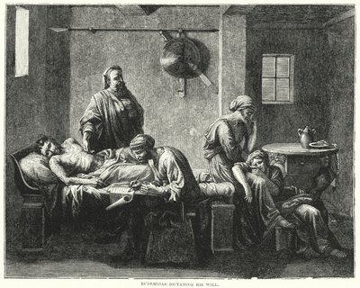 Eudemidas iradesini dikte ediyor (gravür) by Nicolas (after) Poussin