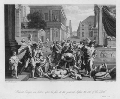 Dagon'un Düşüşü, I Samuel V, 4 (gravür) by Nicolas (after) Poussin