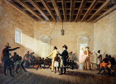Köle Tüccarları ile Bir İç Mekan (tuval üzerine yağlı boya) by Nicolas Antoine Taunay
