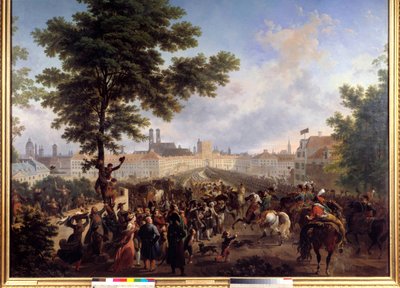 İmparator Napolyon Bonapart (1769-1821) tarafından Münih'te komuta edilen Fransız ordusunun girişi, 24/10/1805 Nicolas Antoine Taunay'ın (1755-1830) tablosu 19. yüzyıl. karartmak 1,8x2,2 m. by Nicolas Antoine Taunay