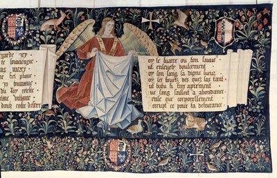 Vahiyin Asılması (1373-1383), Tutkunun aletlerini taşıyan melekler. Nicolas Bataille