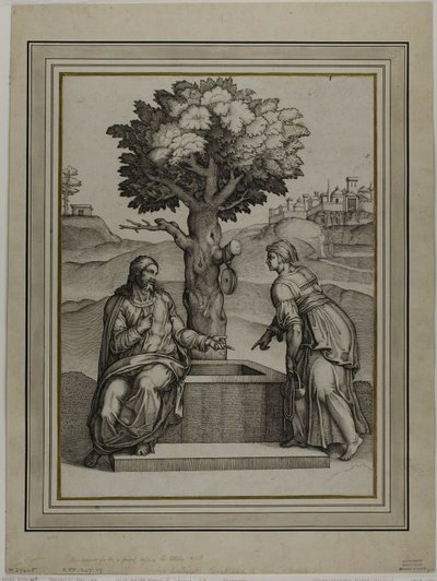 İsa ve Samiriyeli Kadın by Nicolas Beatrizet