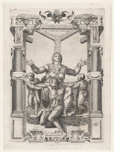Haç Önünde Meleklerle Pietà, 1547., 1547. by Nicolas Beatrizet